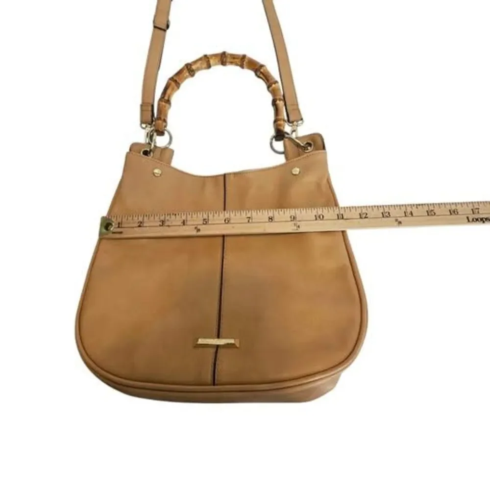 Enzo Angiolini Vegan Leather Handbag With Bamboo Clutch & Adjustable Strap